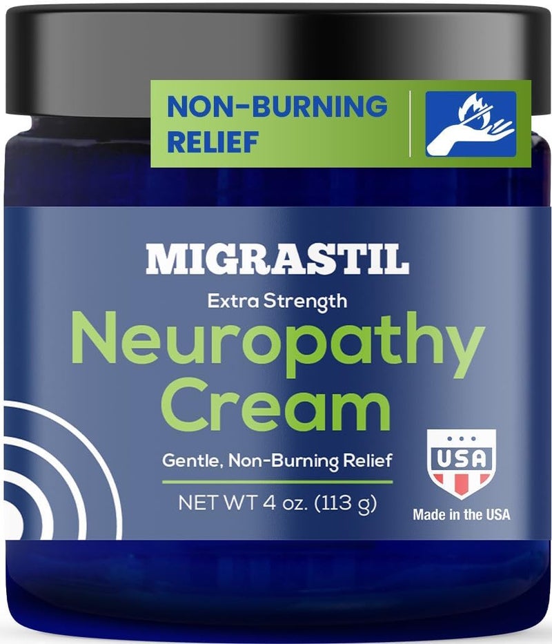 Basic Vigor Migrastil Neuropathy Relief Cream Extra Strength for Feet, Legs, and Hands. Made in The USA. Vegan and Cruelty-Free, Non-Greasy, Gentle, Non-Burning with Cooling Effect (4 oz.) - Image 1